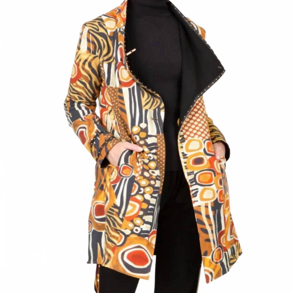 NEW BEREK lolita's sleek car coat in animal print multi